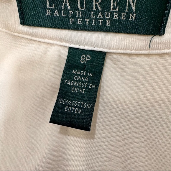 LAUREN Ralph Lauren Ivory Button Ruffle Front Sleeveless Blouse Sz 8P - Picture 5 of 9